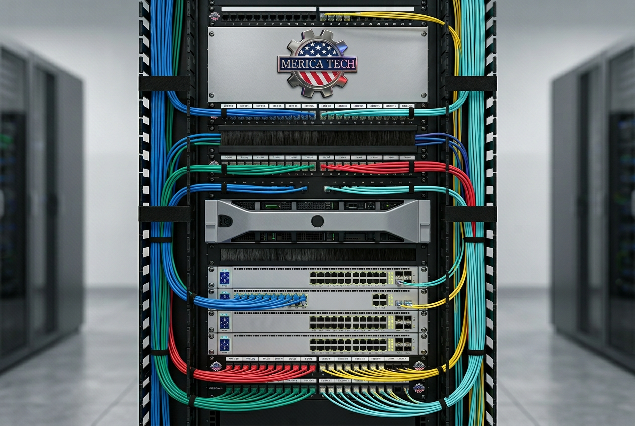Server rack with professional cable management